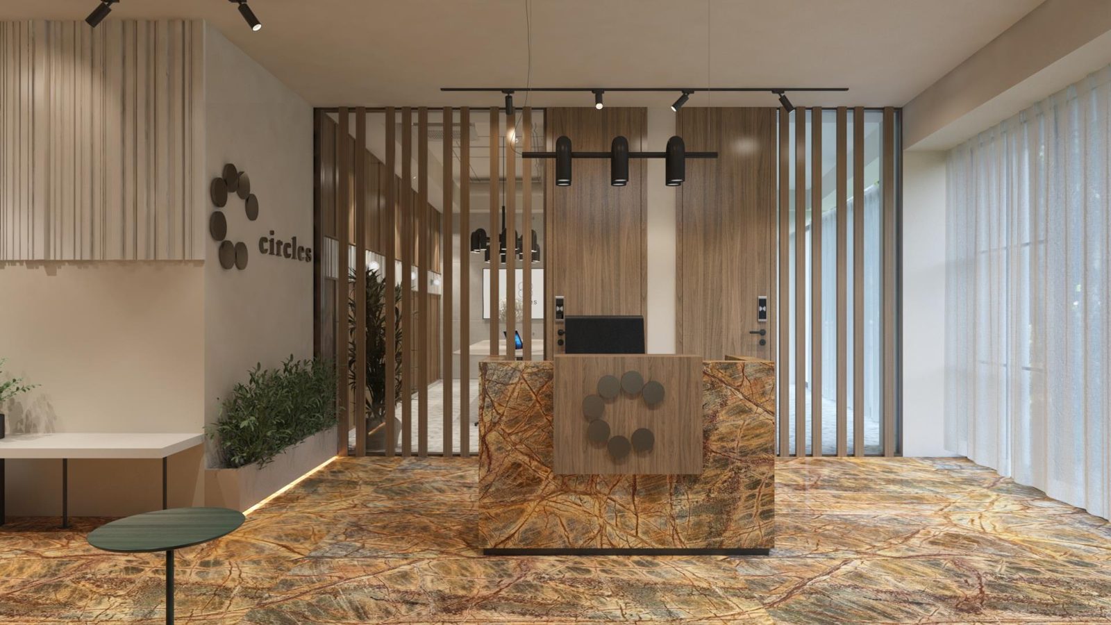 Reception with the CIRCLES logo wall